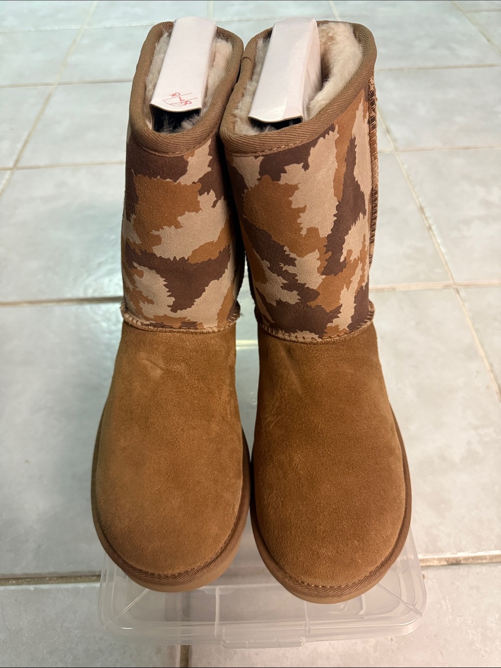 UGG Tan Suede Boots with Brown Camo Shaft